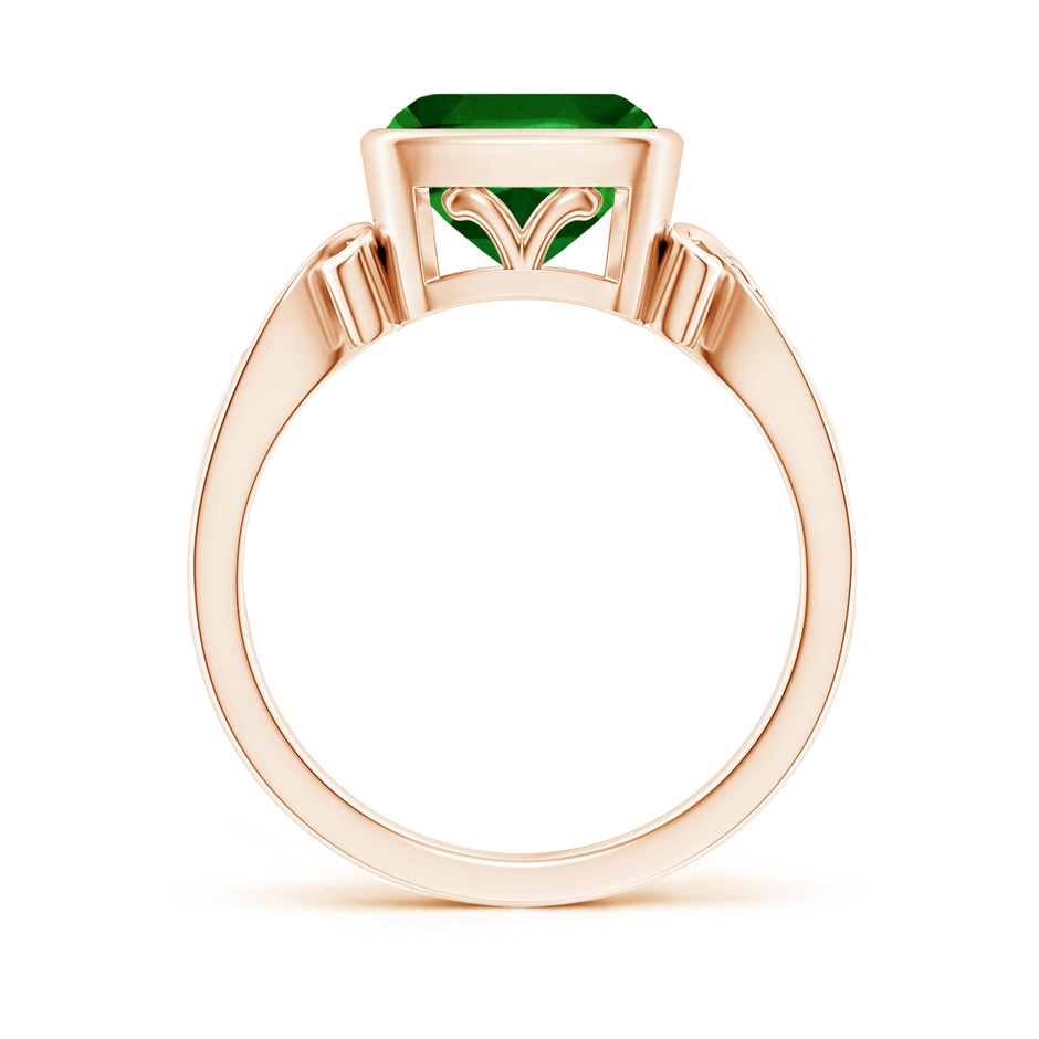 8mm AAAA Vintage Style Cushion Emerald Solitaire Ring in 18K Rose Gold side 199