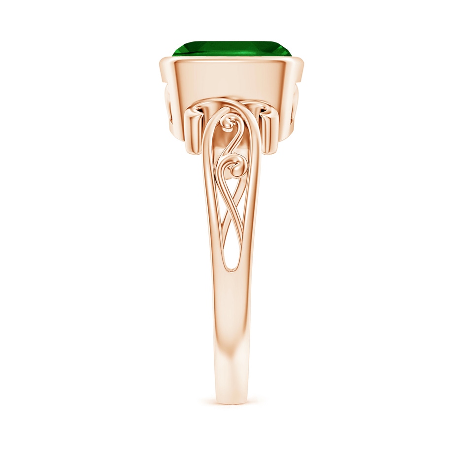 8mm AAAA Vintage Style Cushion Emerald Solitaire Ring in 18K Rose Gold side 299