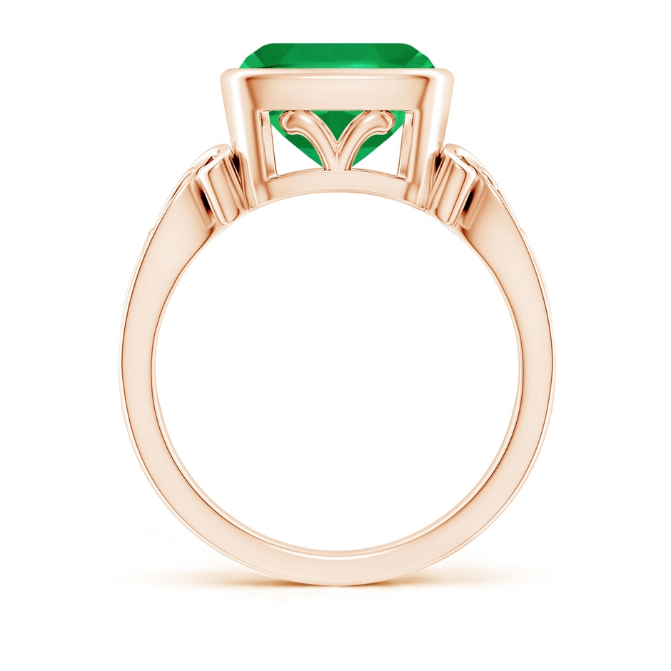 9mm AA Vintage Style Cushion Emerald Solitaire Ring in Rose Gold side 199
