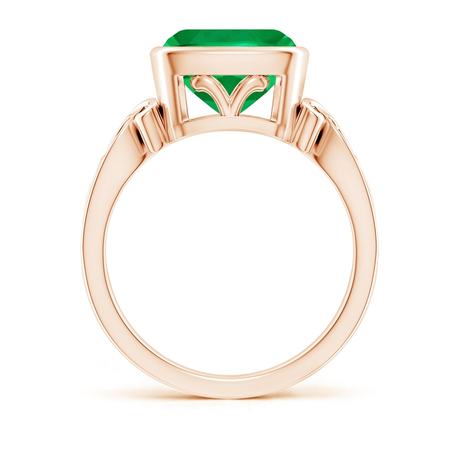 9mm AAA Vintage Style Cushion Emerald Solitaire Ring in 18K Rose Gold side 199