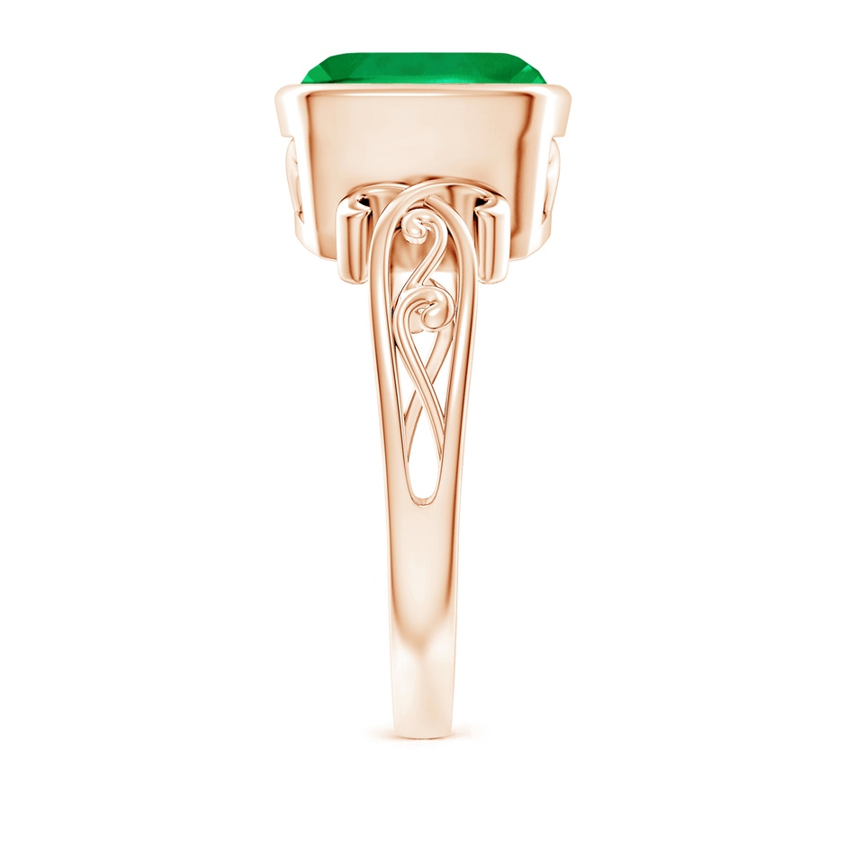 9mm AAA Vintage Style Cushion Emerald Solitaire Ring in 18K Rose Gold side 299
