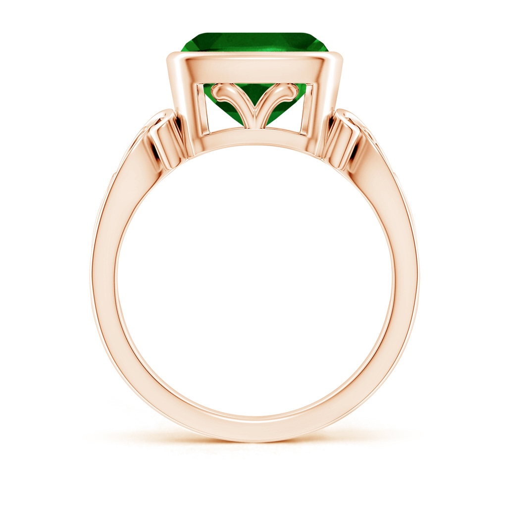 9mm AAAA Vintage Style Cushion Emerald Solitaire Ring in Rose Gold Side 199