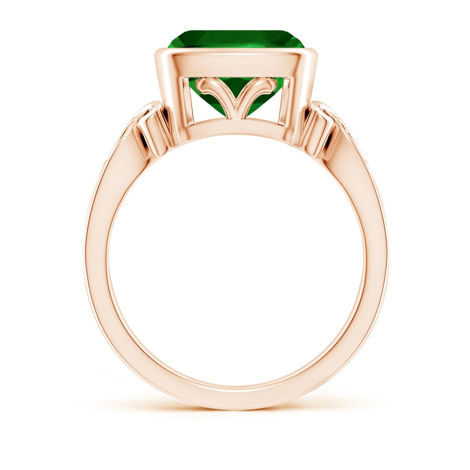 9mm AAAA Vintage Style Cushion Emerald Solitaire Ring in Rose Gold side 199