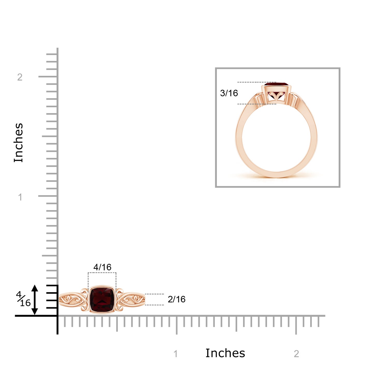 Vintage Style Cushion Garnet Solitaire Ring