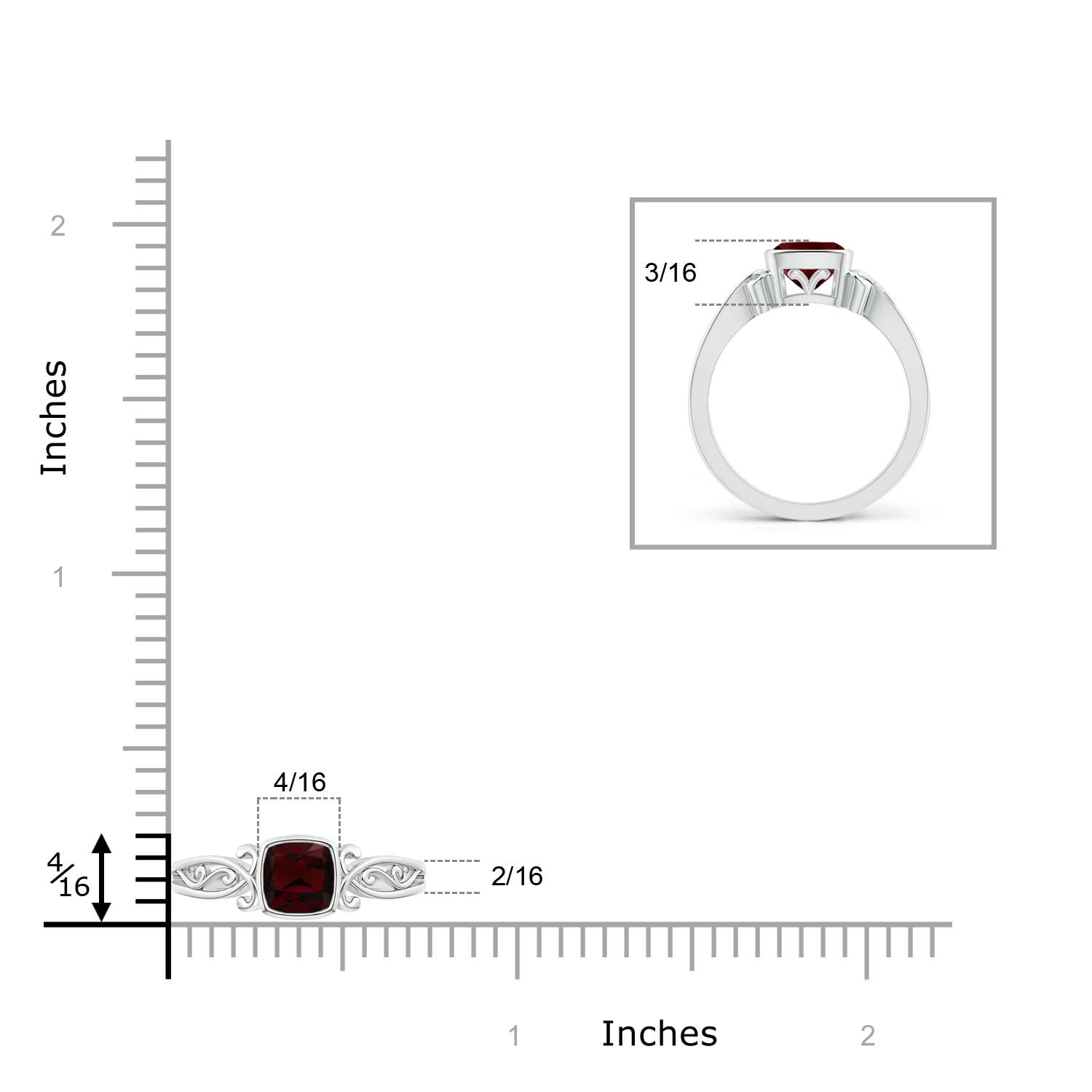 A - Garnet / 0.8 CT / 14 KT White Gold