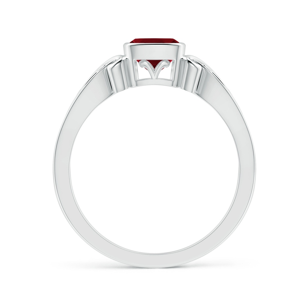 5mm AAAA Vintage Style Cushion Garnet Solitaire Ring in P950 Platinum Product Image