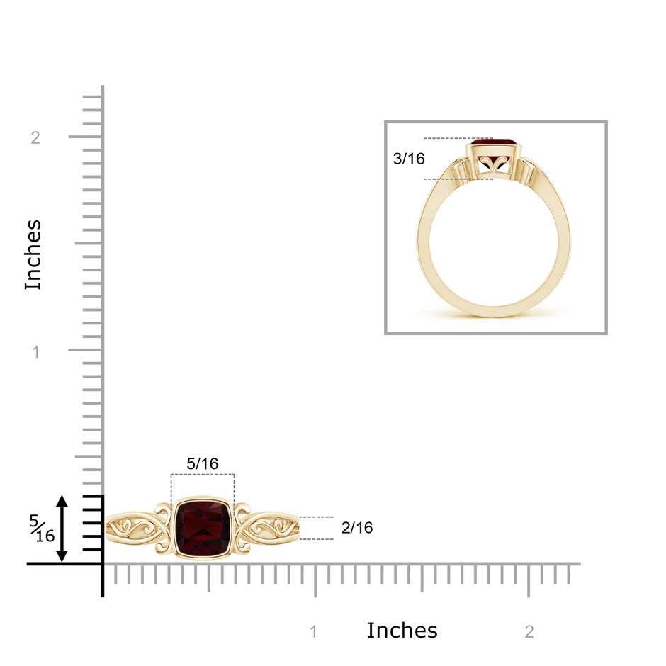 6mm A Vintage Style Cushion Garnet Solitaire Ring in 10K Yellow Gold product image