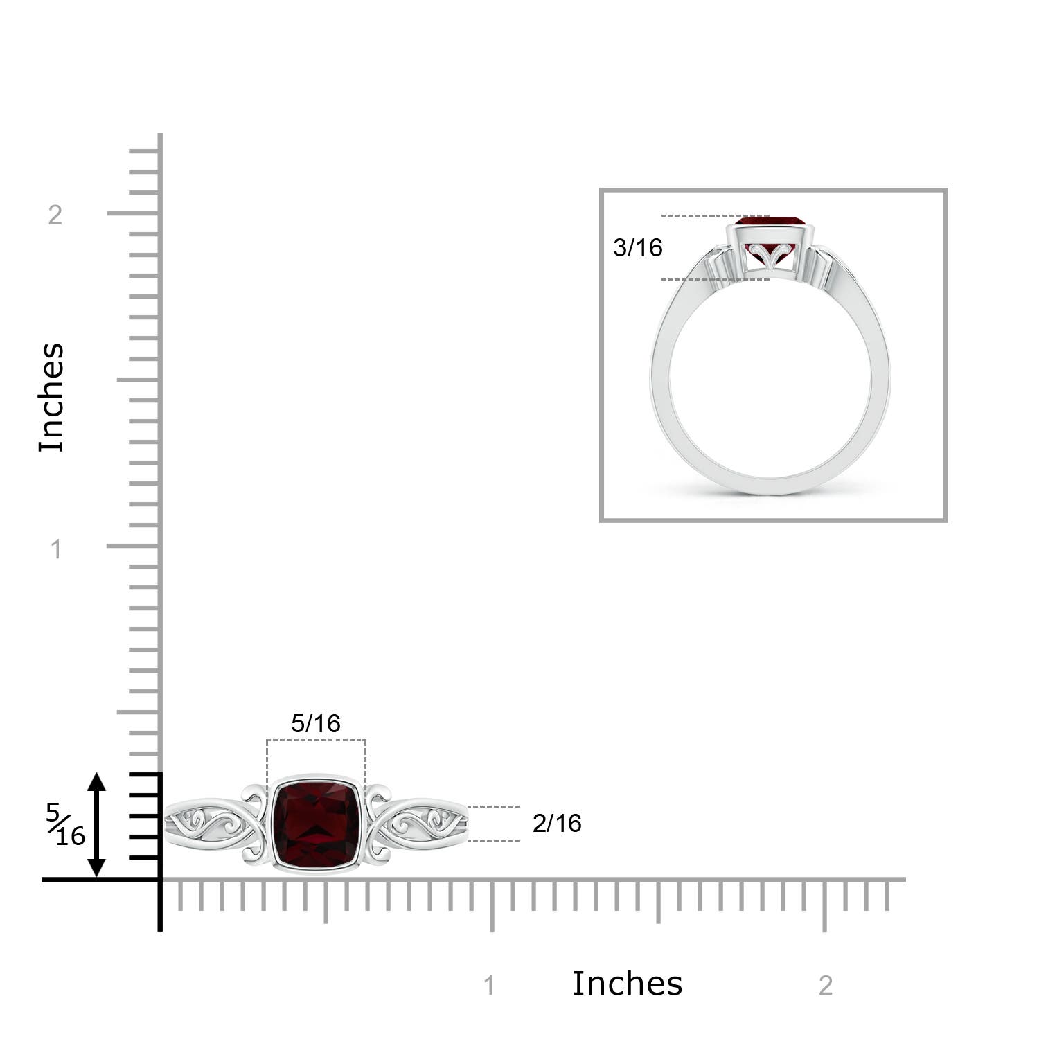 A - Garnet / 1.25 CT / 14 KT White Gold