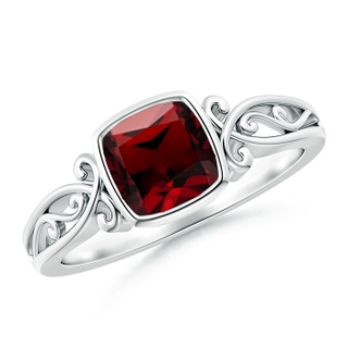 6mm AAAA Vintage Style Cushion Garnet Solitaire Ring in P950 Platinum