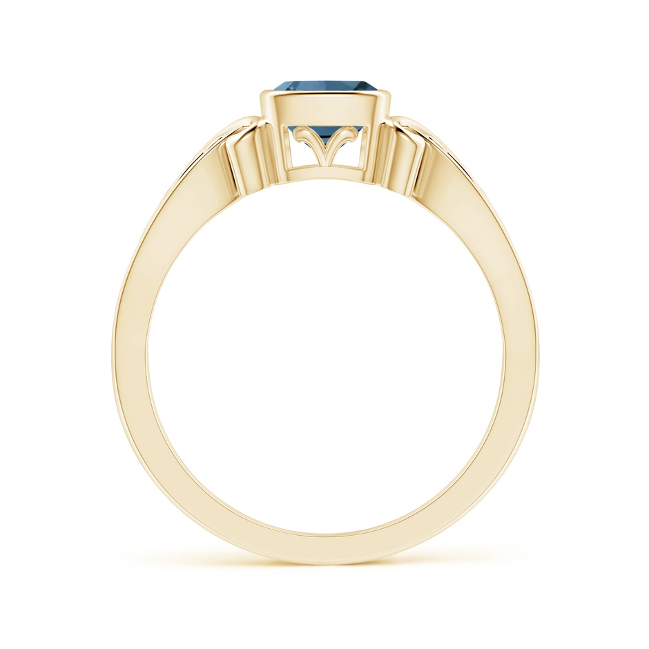 5mm A Vintage Style Cushion London Blue Topaz Solitaire Ring in Yellow Gold product image