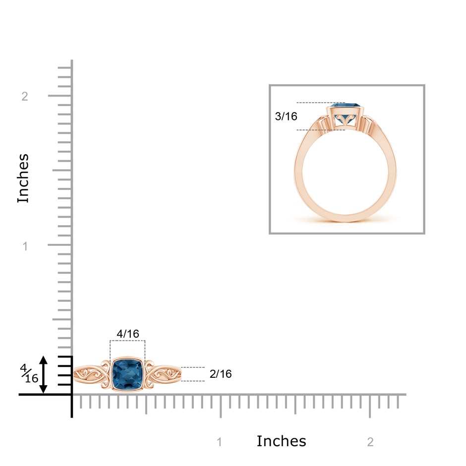 5mm AA Vintage Style Cushion London Blue Topaz Solitaire Ring in 9K Rose Gold product image