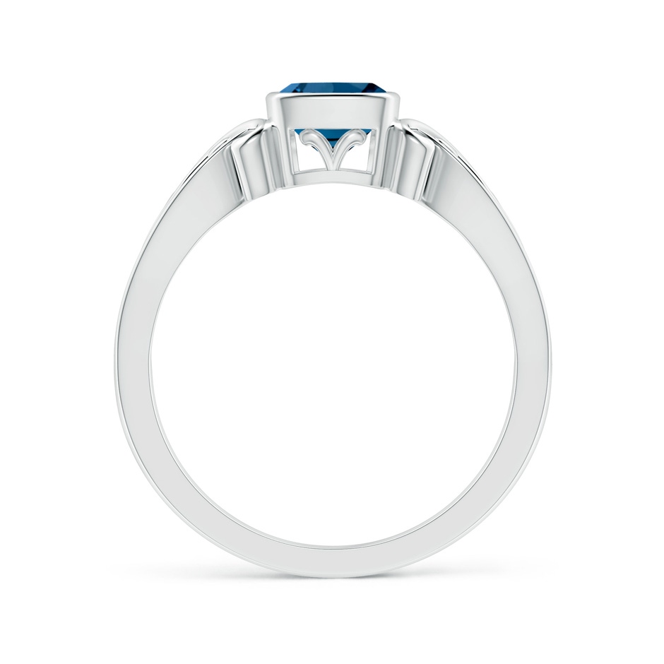 5mm AAA Vintage Style Cushion London Blue Topaz Solitaire Ring in White Gold product image