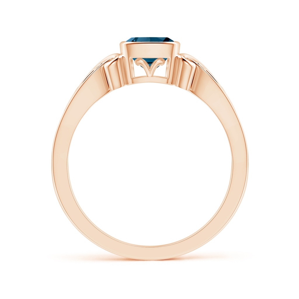 5mm AAAA Vintage Style Cushion London Blue Topaz Solitaire Ring in Rose Gold Product Image