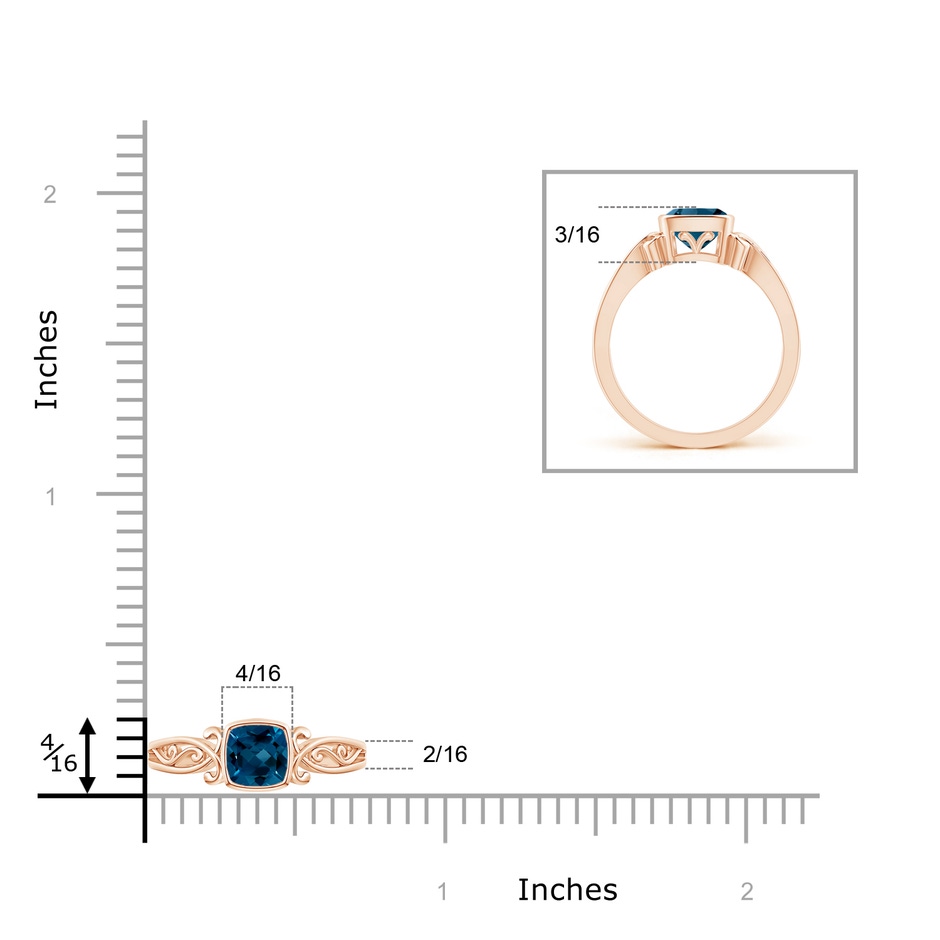 5mm AAAA Vintage Style Cushion London Blue Topaz Solitaire Ring in Rose Gold product image