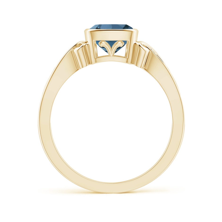 6mm A Vintage Style Cushion London Blue Topaz Solitaire Ring in 9K Yellow Gold product image
