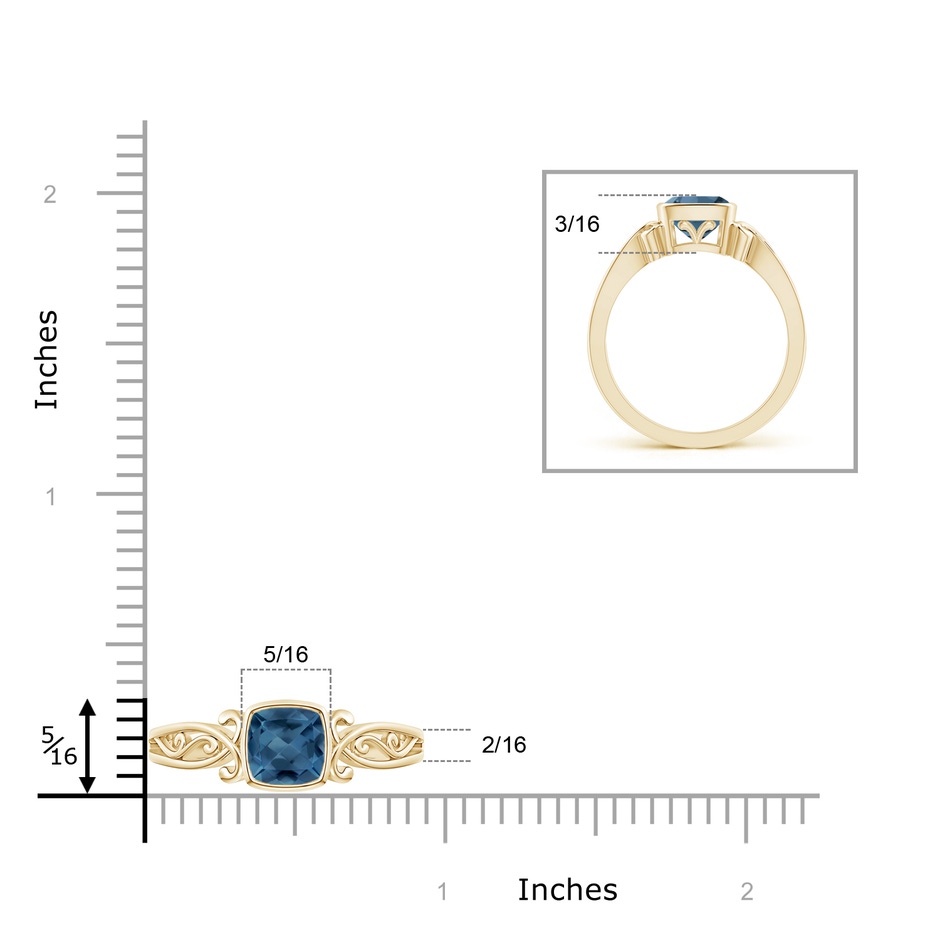 6mm A Vintage Style Cushion London Blue Topaz Solitaire Ring in 9K Yellow Gold product image
