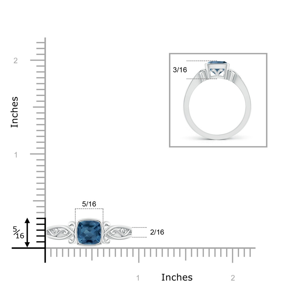 6mm A Vintage Style Cushion London Blue Topaz Solitaire Ring in P950 Platinum product image
