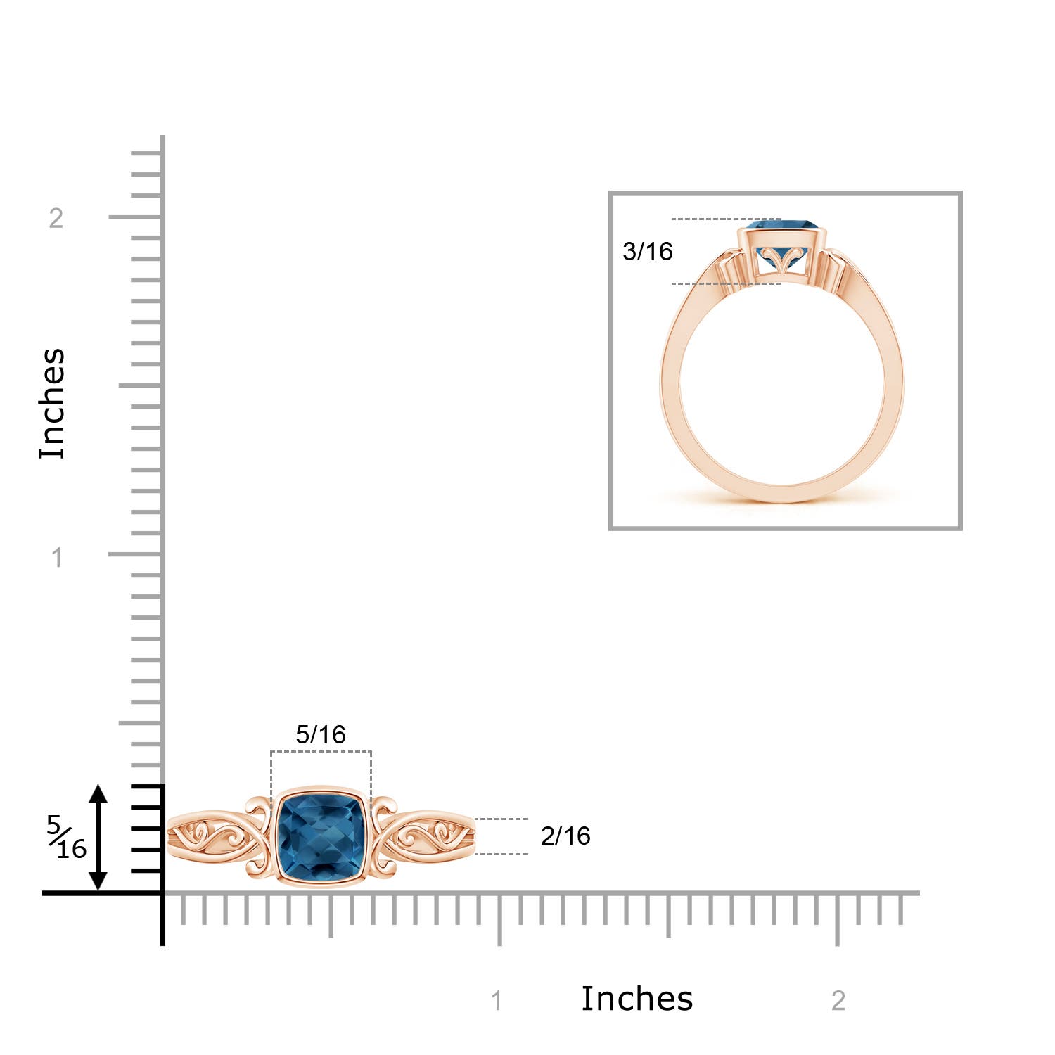 AA - London Blue Topaz / 1.1 CT / 14 KT Rose Gold