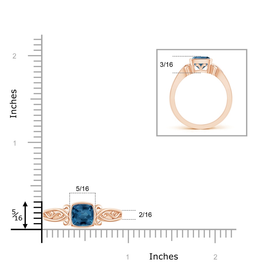 6mm AA Vintage Style Cushion London Blue Topaz Solitaire Ring in Rose Gold product image