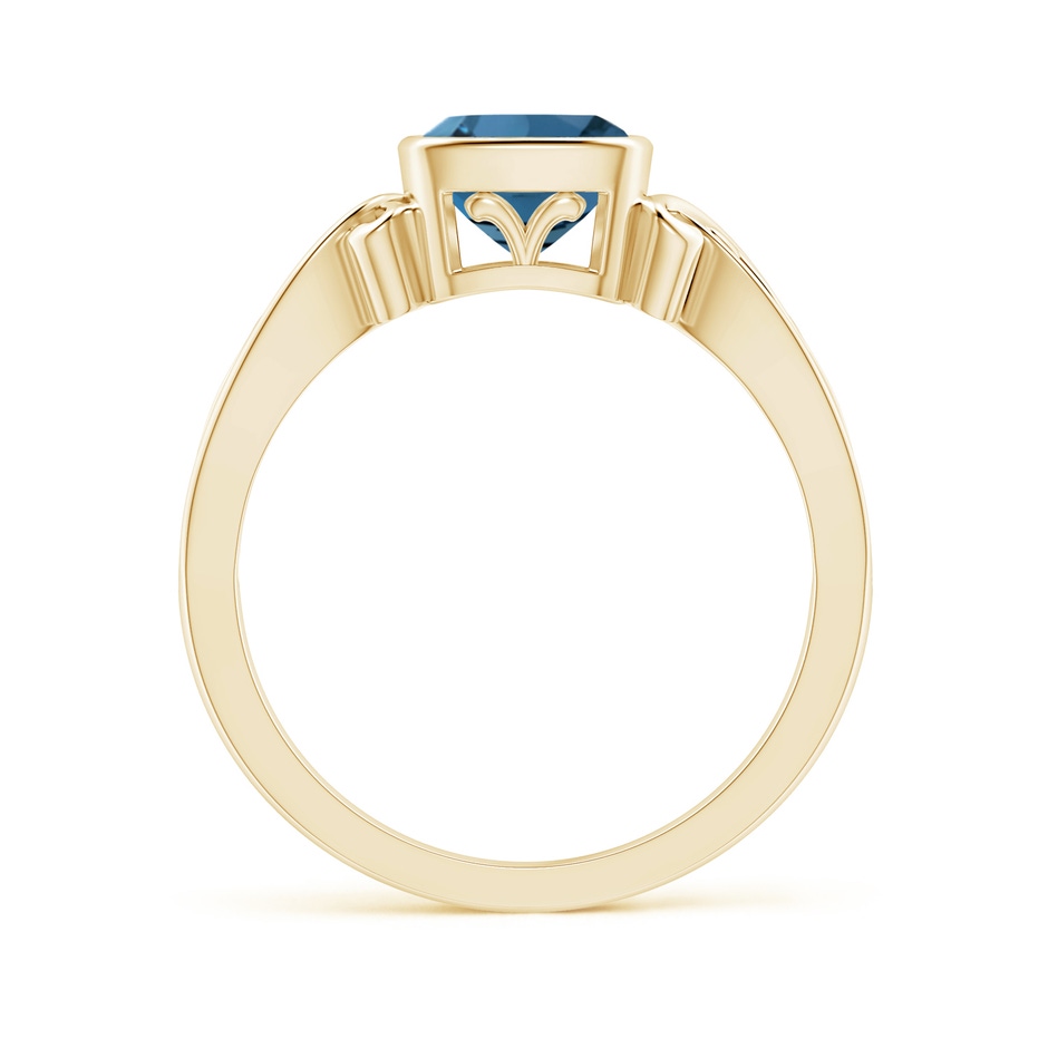6mm AA Vintage Style Cushion London Blue Topaz Solitaire Ring in Yellow Gold product image