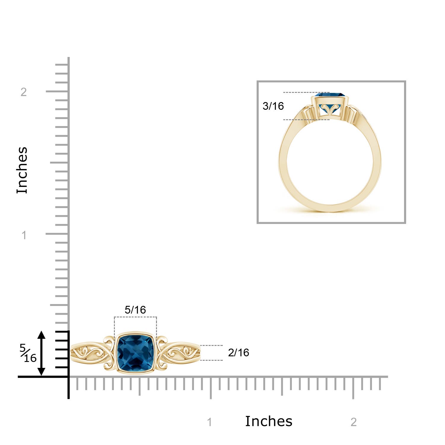 AAA - London Blue Topaz / 1.1 CT / 14 KT Yellow Gold