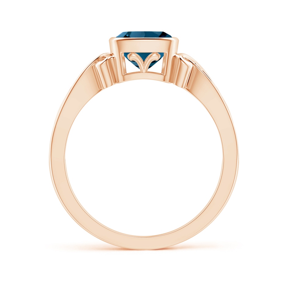 6mm AAAA Vintage Style Cushion London Blue Topaz Solitaire Ring in Rose Gold product image