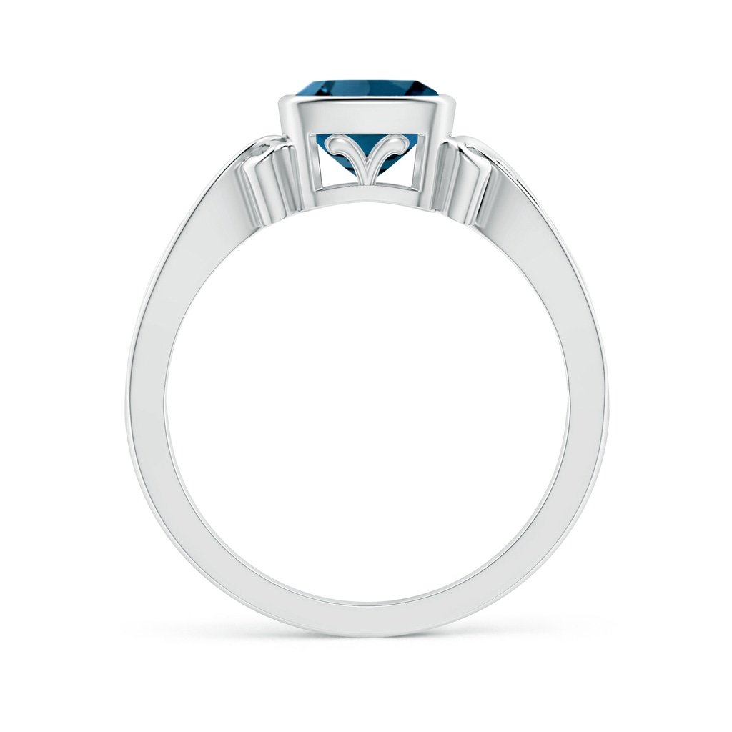 6mm AAAA Vintage Style Cushion London Blue Topaz Solitaire Ring in White Gold Product Image