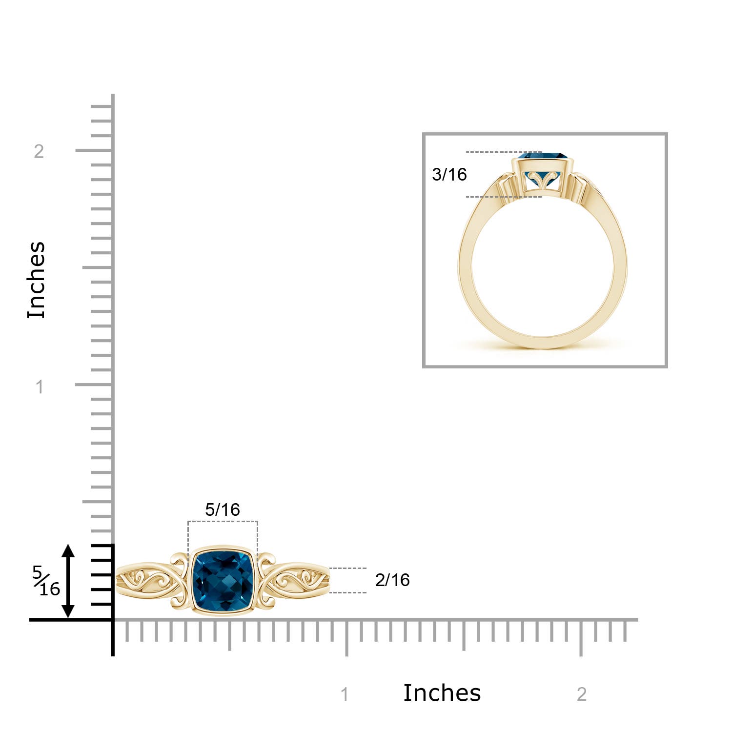 AAAA - London Blue Topaz / 1.1 CT / 14 KT Yellow Gold