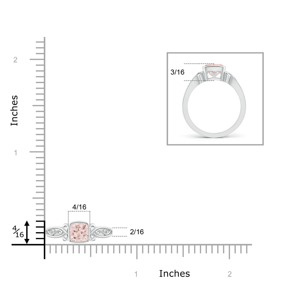 5mm AAA Vintage Style Cushion Morganite Solitaire Ring in 9K White Gold product image