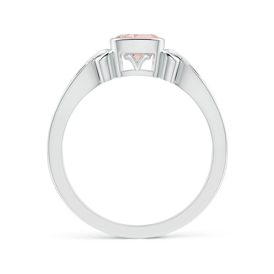 5mm AAA Vintage Style Cushion Morganite Solitaire Ring in White Gold side-1