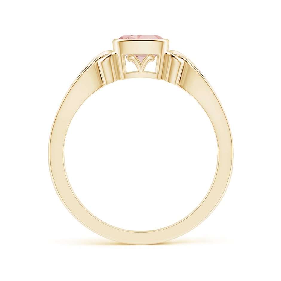 5mm AAAA Vintage Style Cushion Morganite Solitaire Ring in Yellow Gold side-1