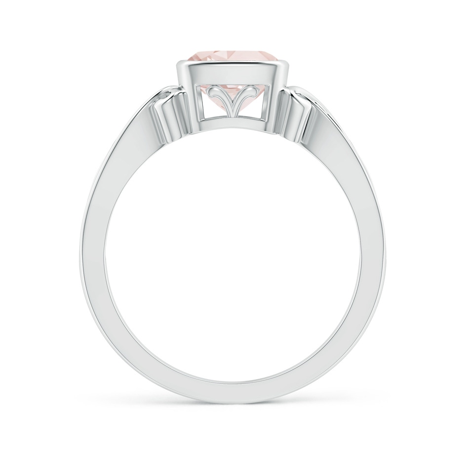 6mm A Vintage Style Cushion Morganite Solitaire Ring in 9K White Gold product image