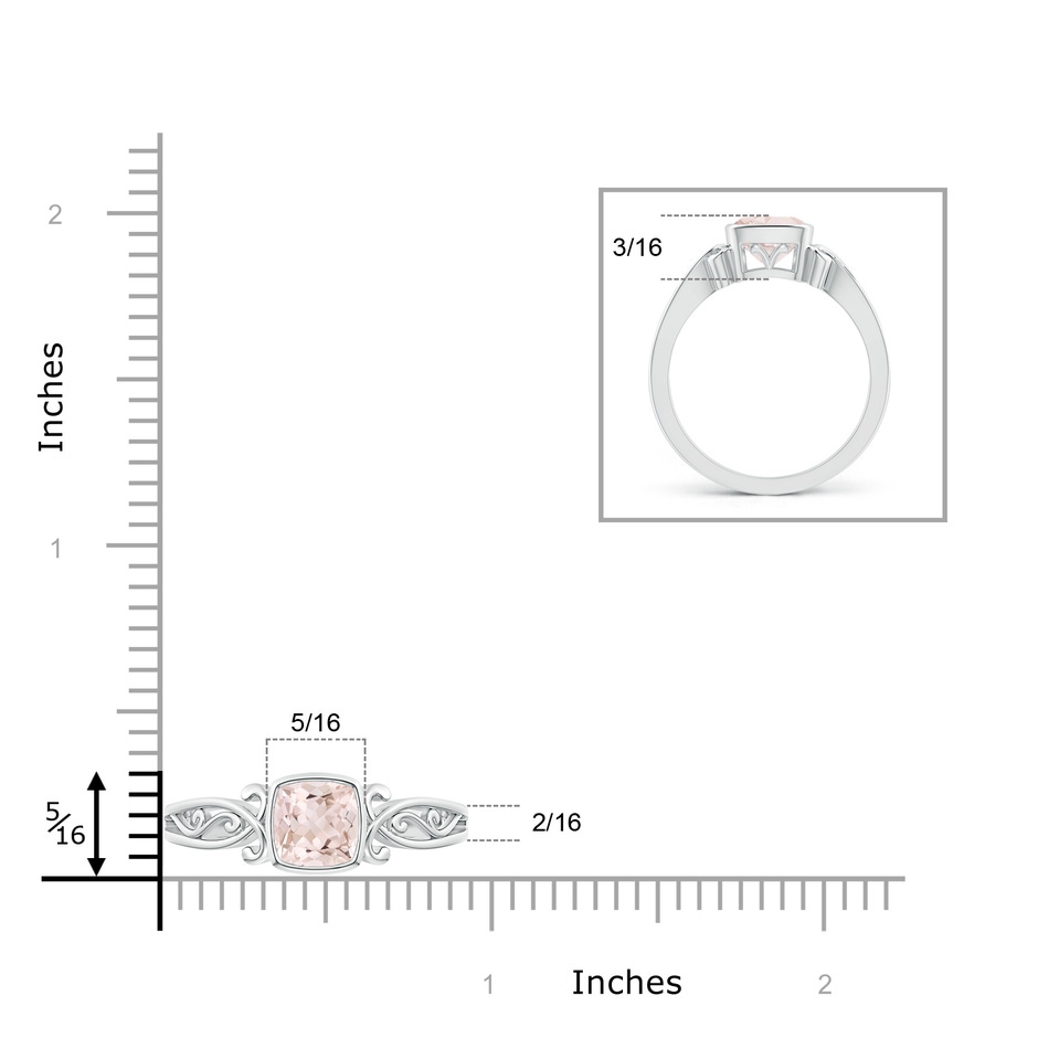 6mm A Vintage Style Cushion Morganite Solitaire Ring in 9K White Gold product image