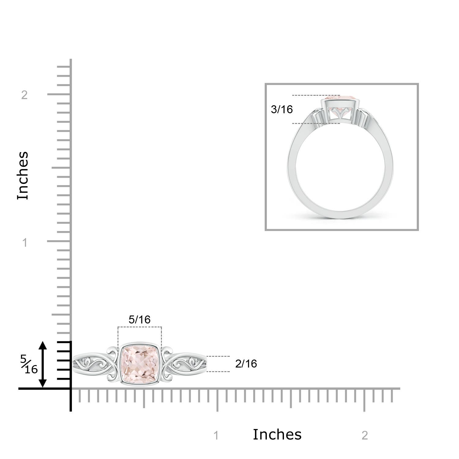 A - Morganite / 0.75 CT / 14 KT White Gold