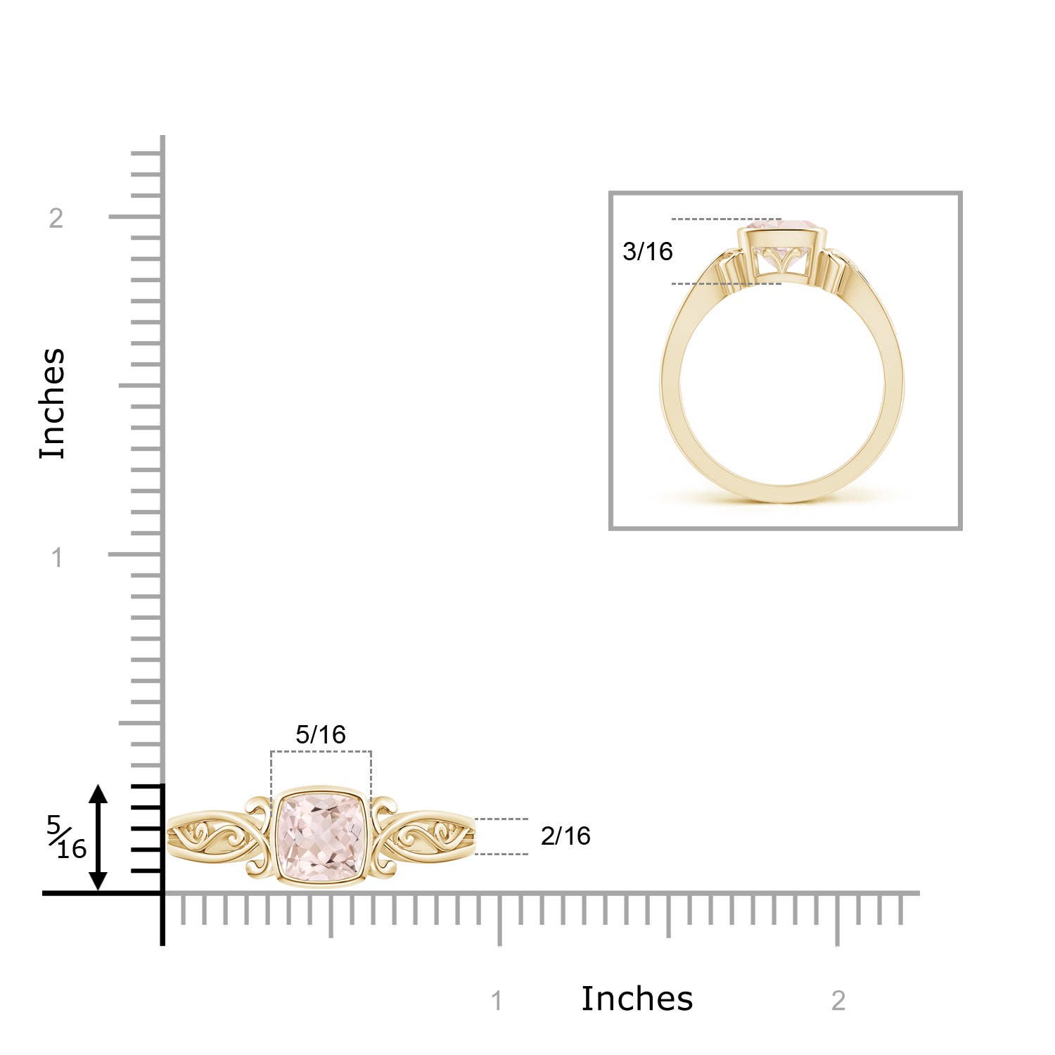 A - Morganite / 0.75 CT / 14 KT Yellow Gold