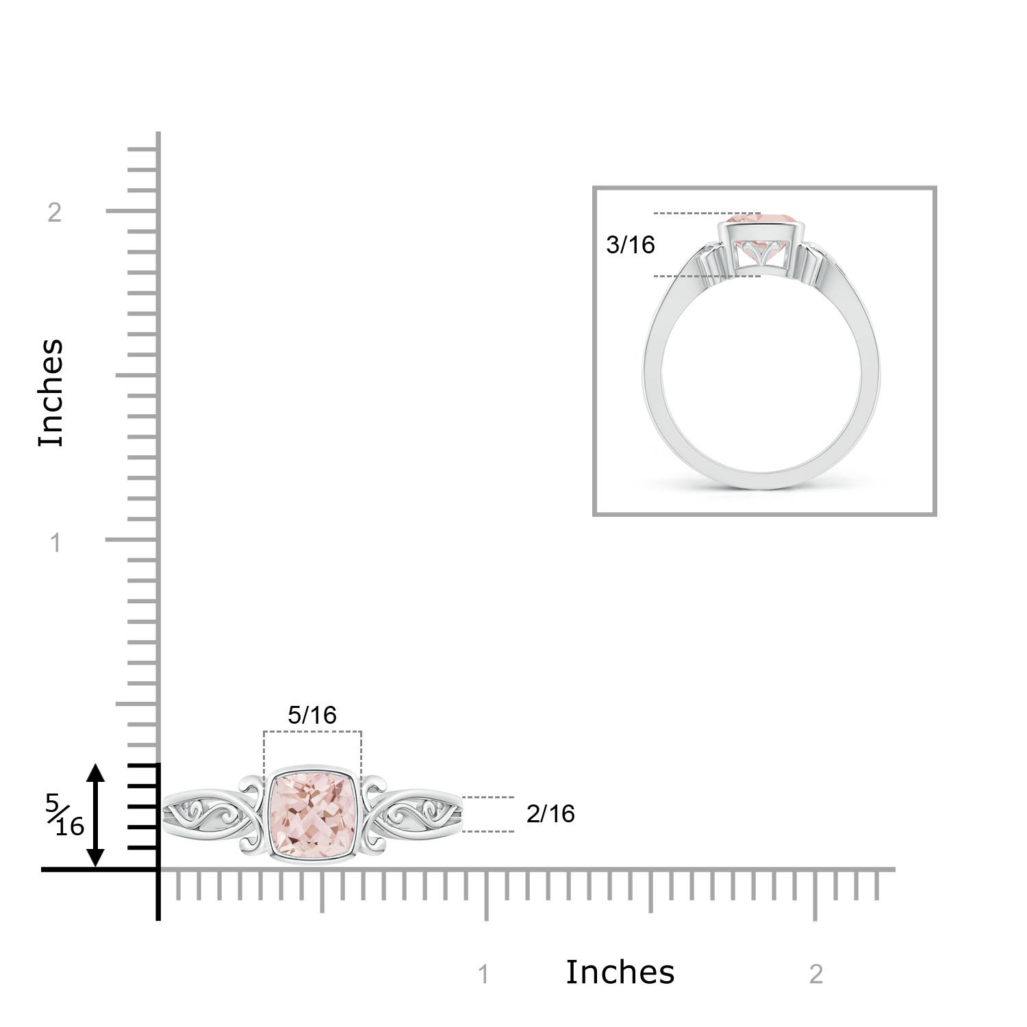 AAA - Morganite / 0.75 CT / 14 KT White Gold