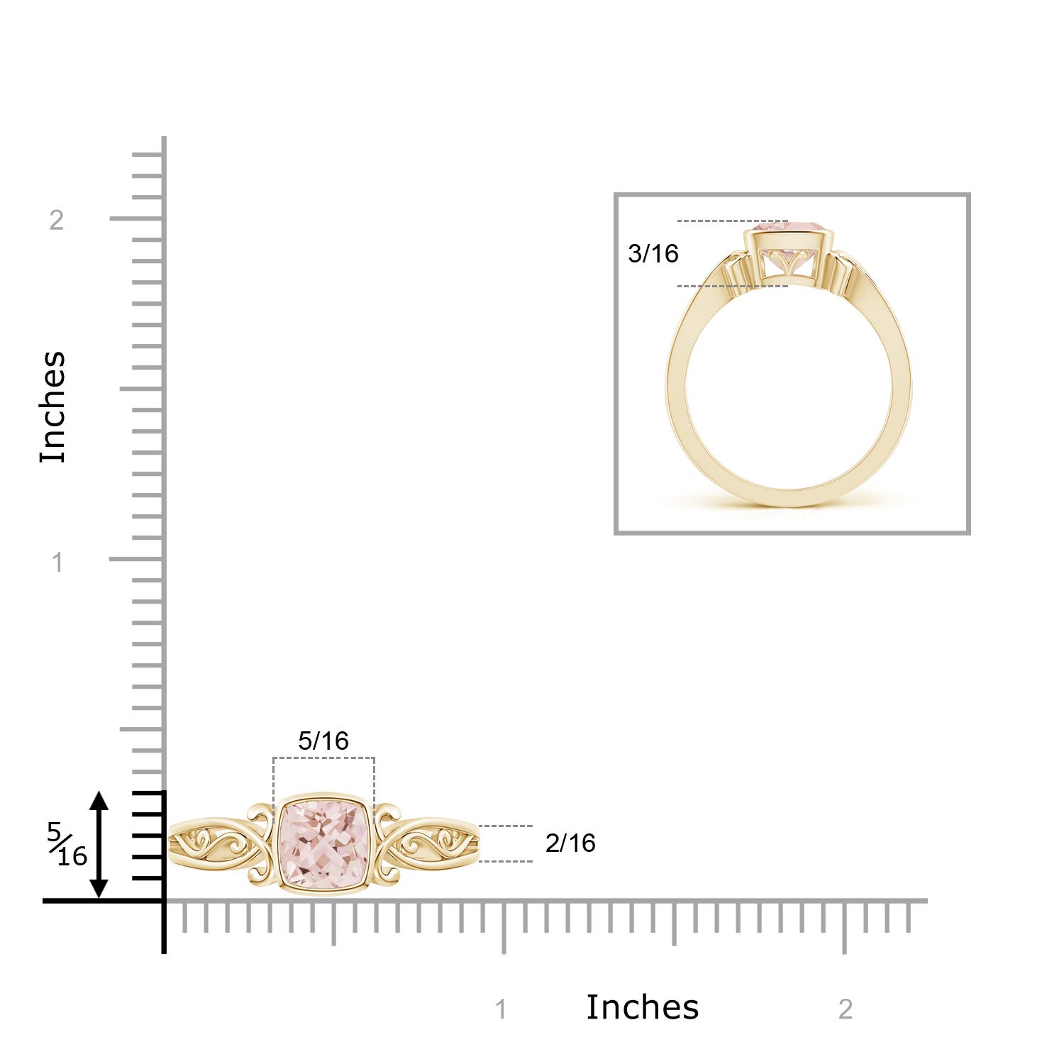 AAA - Morganite / 0.75 CT / 14 KT Yellow Gold