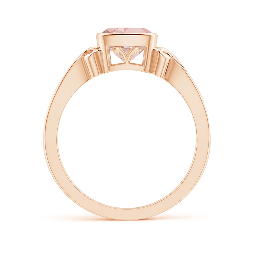 6mm AAAA Vintage Style Cushion Morganite Solitaire Ring in Rose Gold Side-1