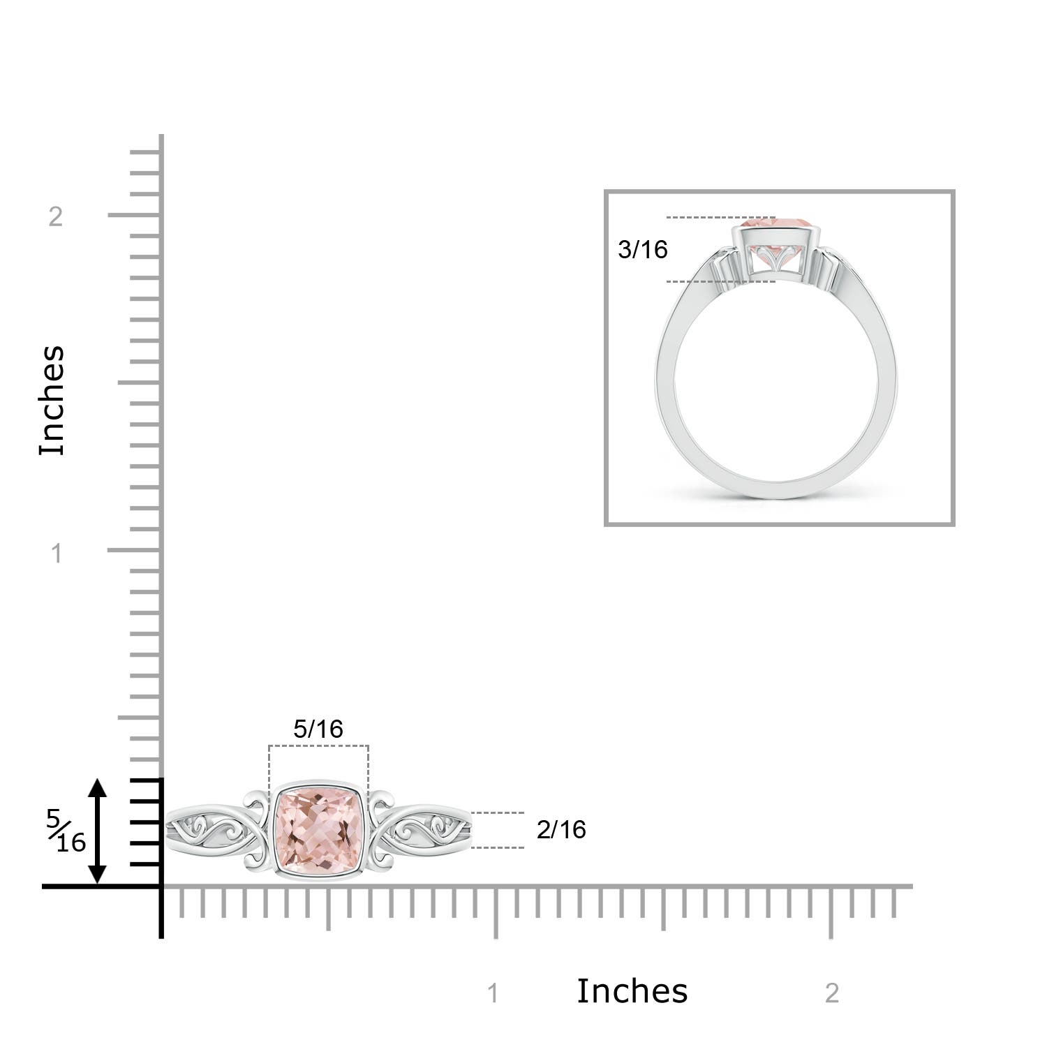 AAAA - Morganite / 0.75 CT / 14 KT White Gold