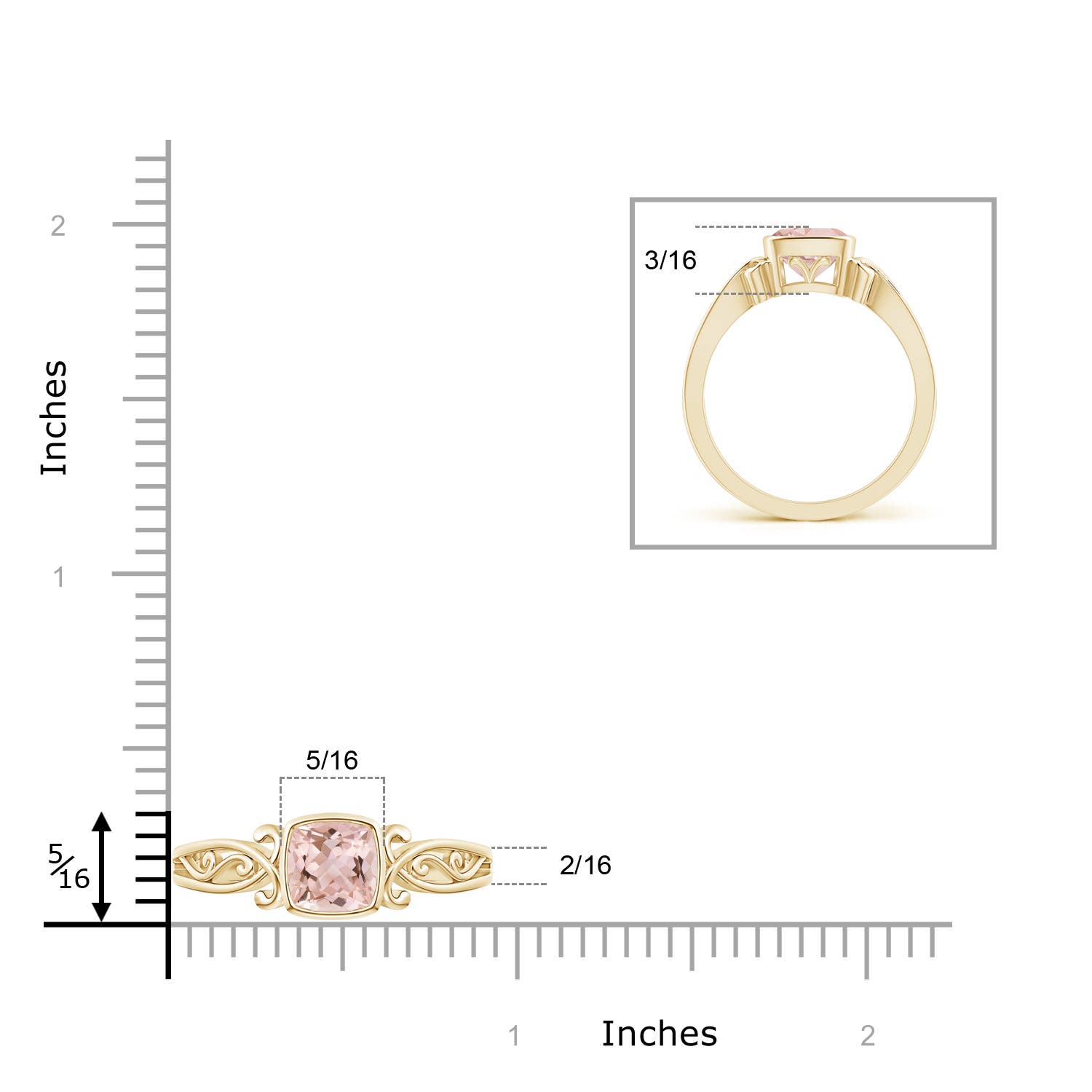 AAAA - Morganite / 0.75 CT / 14 KT Yellow Gold