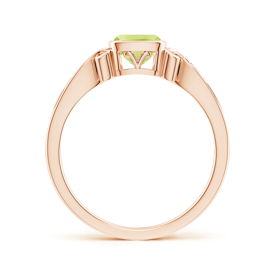5mm A Vintage Style Cushion Peridot Solitaire Ring in 9K Rose Gold side 199