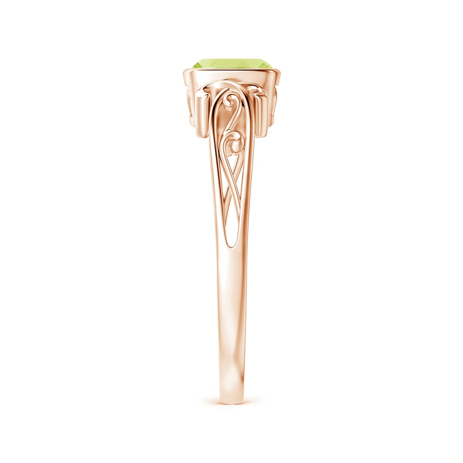 5mm A Vintage Style Cushion Peridot Solitaire Ring in 9K Rose Gold side 299