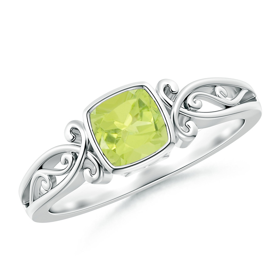 5mm A Vintage Style Cushion Peridot Solitaire Ring in P950 Platinum 