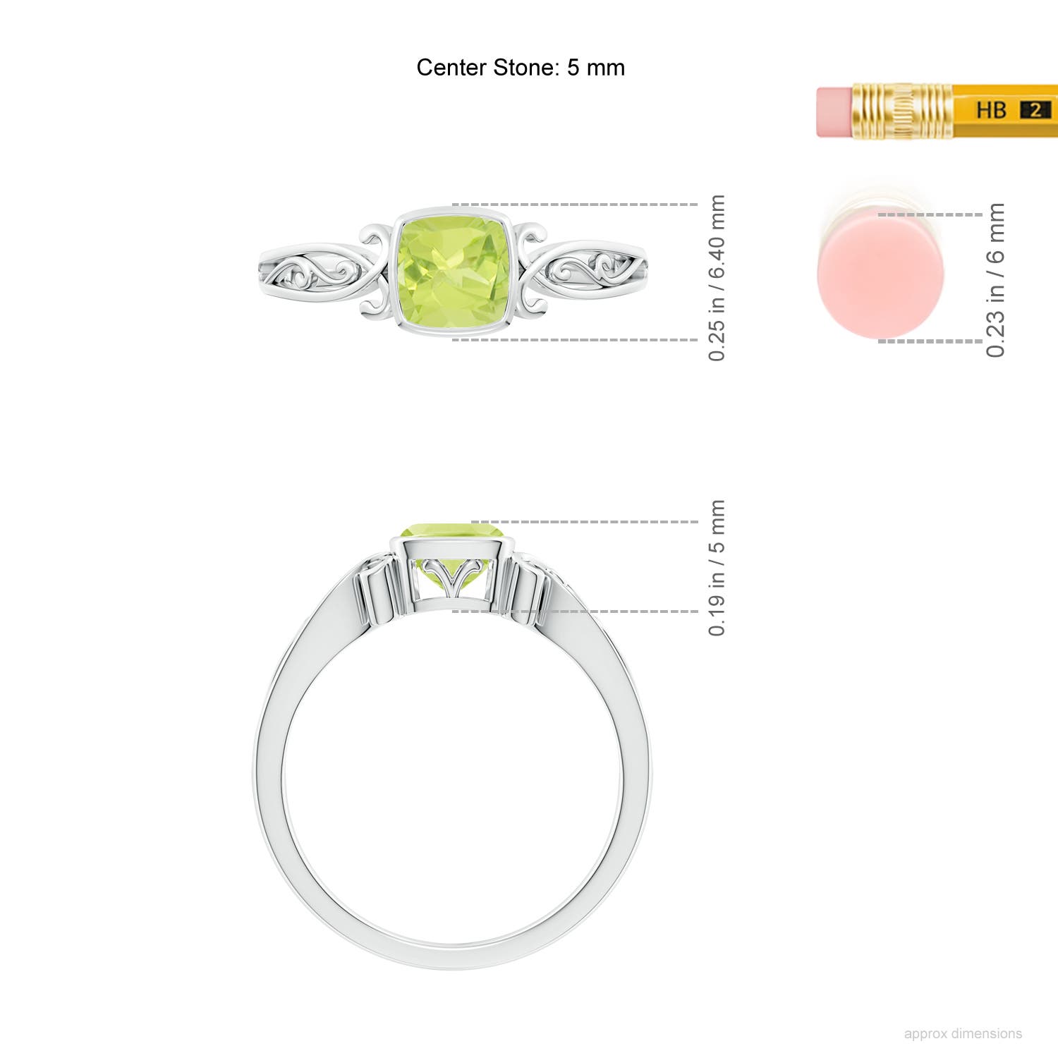 A - Peridot / 0.6 CT / 14 KT White Gold