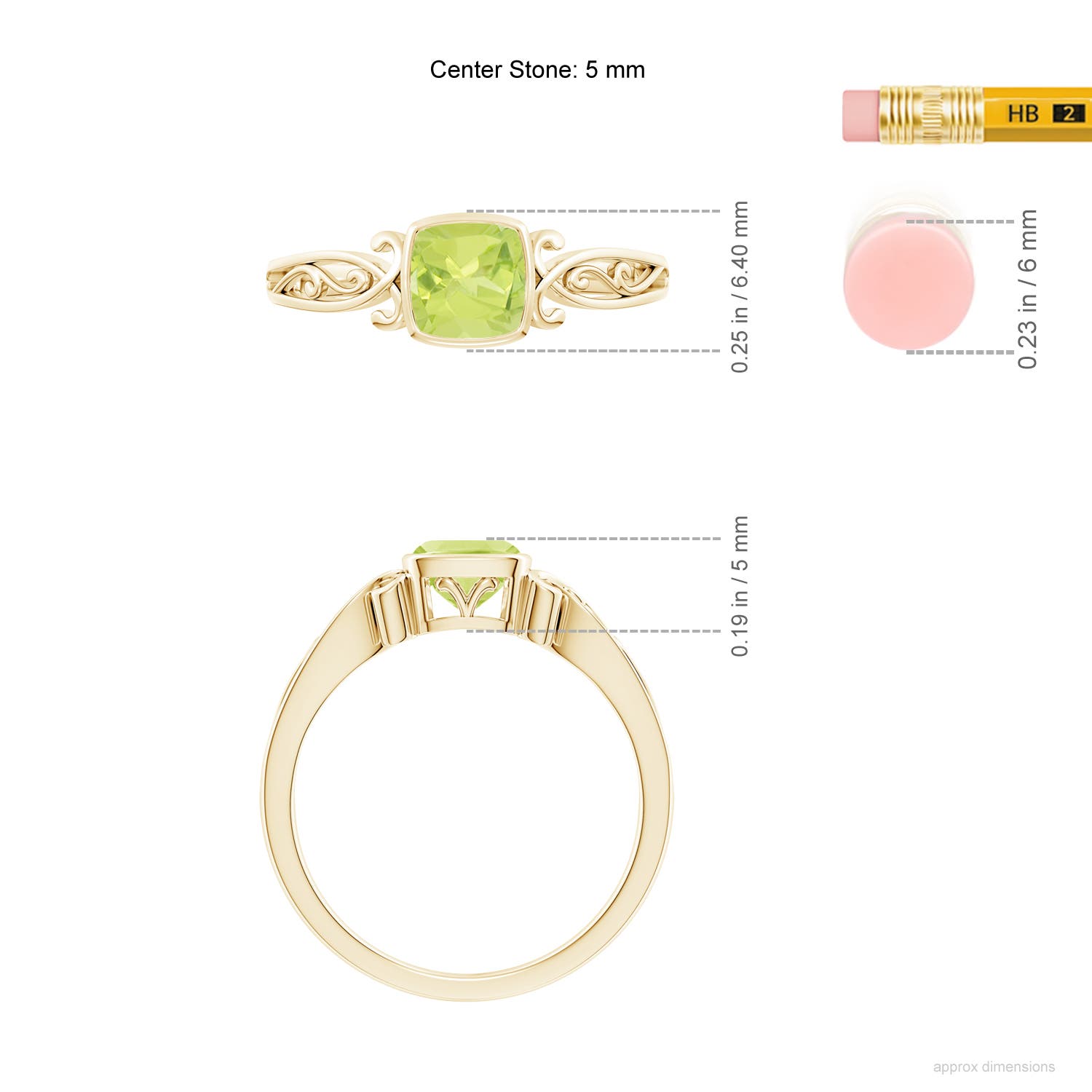 A - Peridot / 0.6 CT / 14 KT Yellow Gold