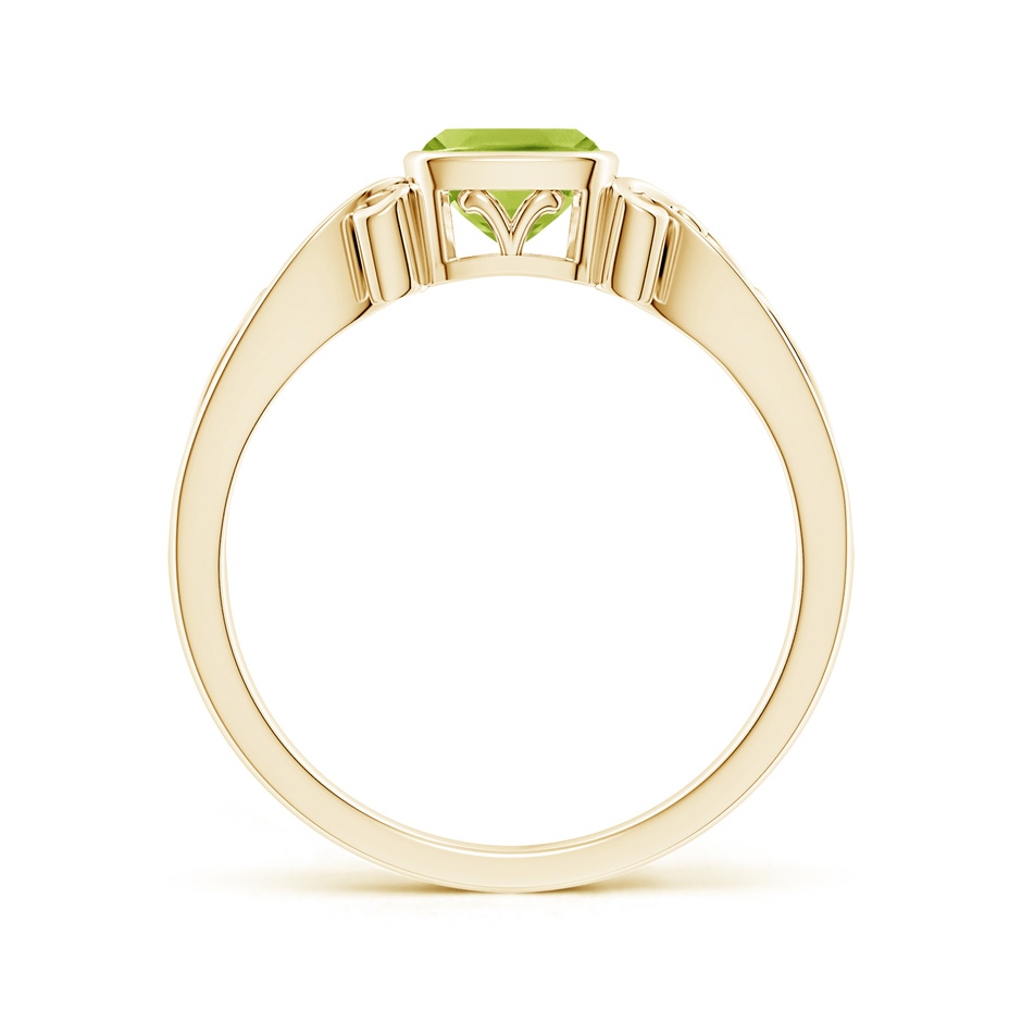 5mm AA Vintage Style Cushion Peridot Solitaire Ring in 18K Yellow Gold side 199
