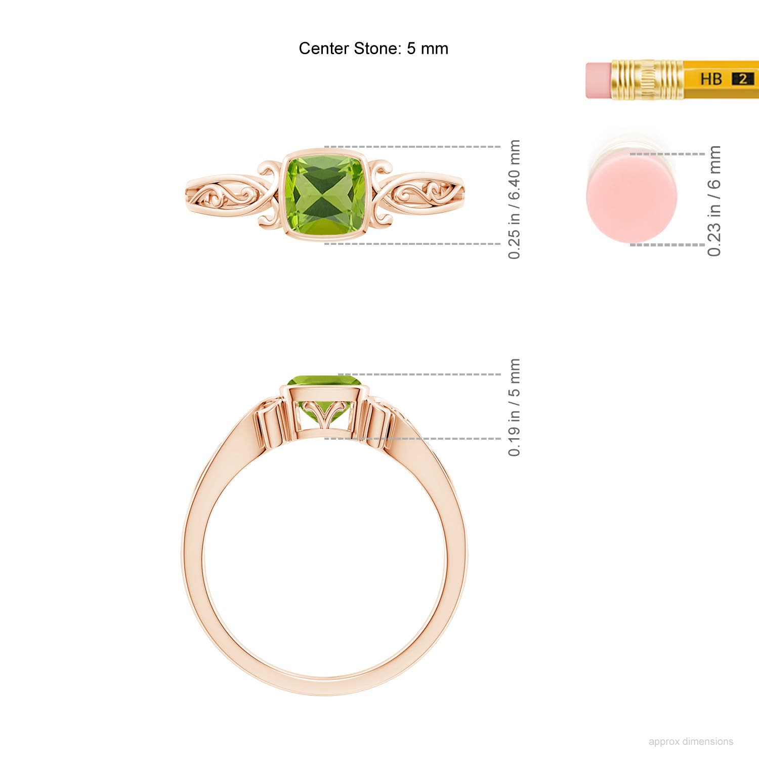 AAA - Peridot / 0.6 CT / 14 KT Rose Gold