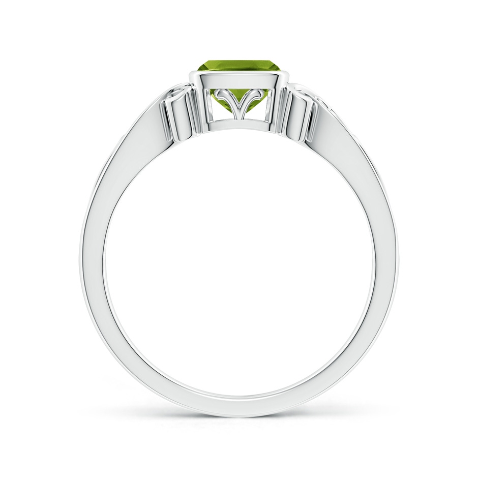 5mm AAAA Vintage Style Cushion Peridot Solitaire Ring in P950 Platinum side 199