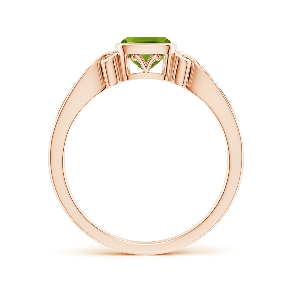 5mm AAAA Vintage Style Cushion Peridot Solitaire Ring in Rose Gold side 199
