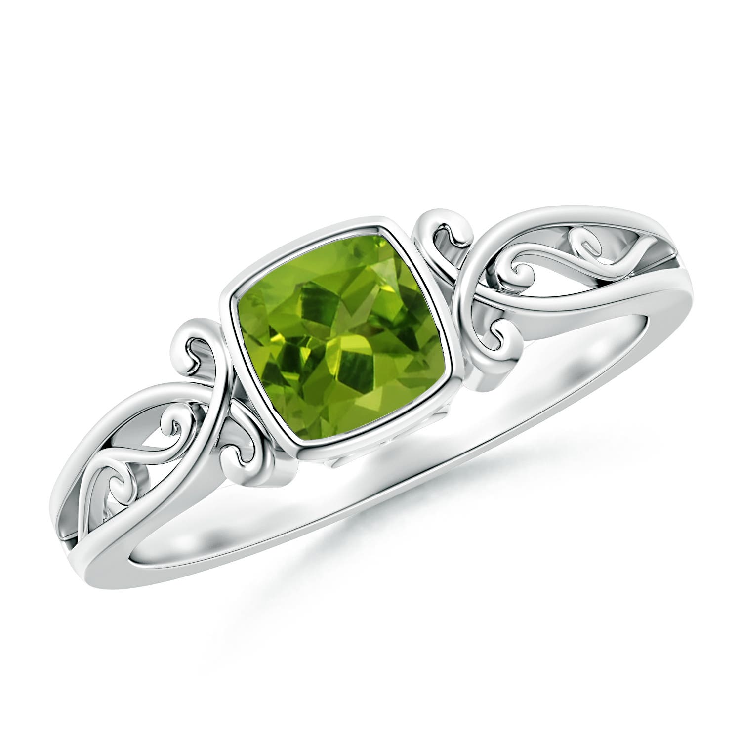 AAAA - Peridot / 0.6 CT / 14 KT White Gold